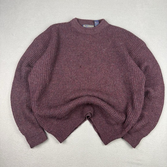 Tip Top Other - Wm H Leishman Shetland 100% Wool Sweater Mens Large Burgundy Crew Neck Hole